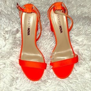 Orange open toed sandal heels from fashion nova